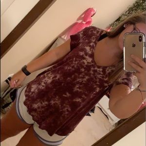 american eagle burgundy tie dye shirt